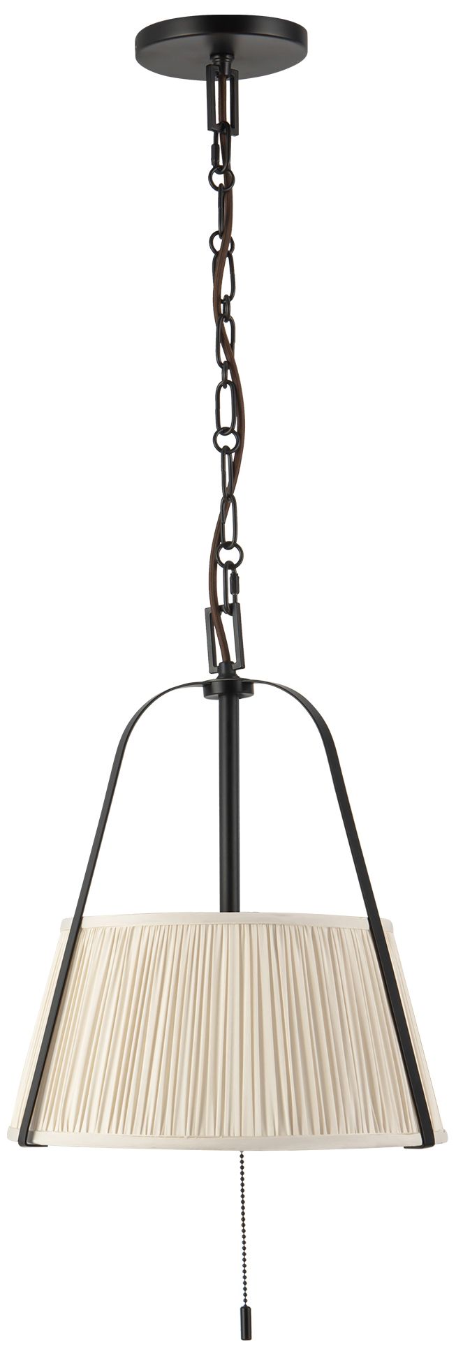 Image 6 Scout 13-in Matte Black Pendant with Pleated White Linen Shade more views