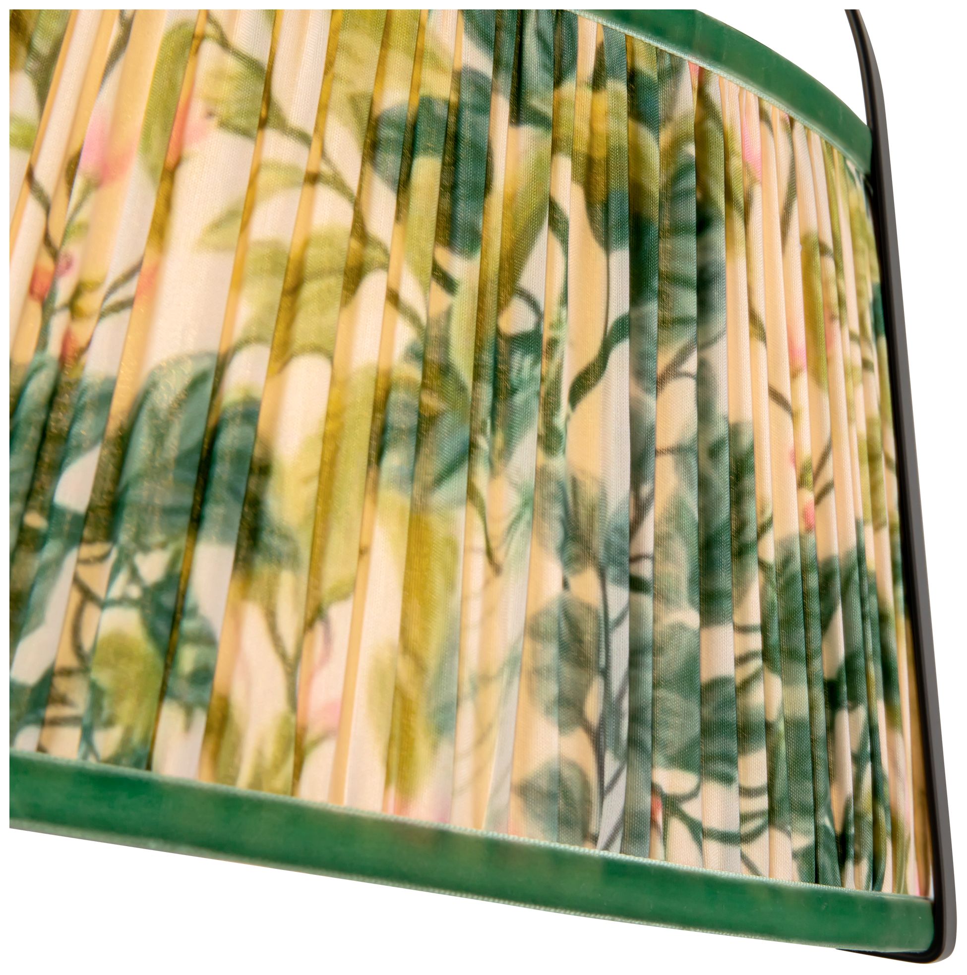 Image 4 Scout 13-in Matte Black Semi-Flush Mount w/ Patterned Pleated Green Linen more views