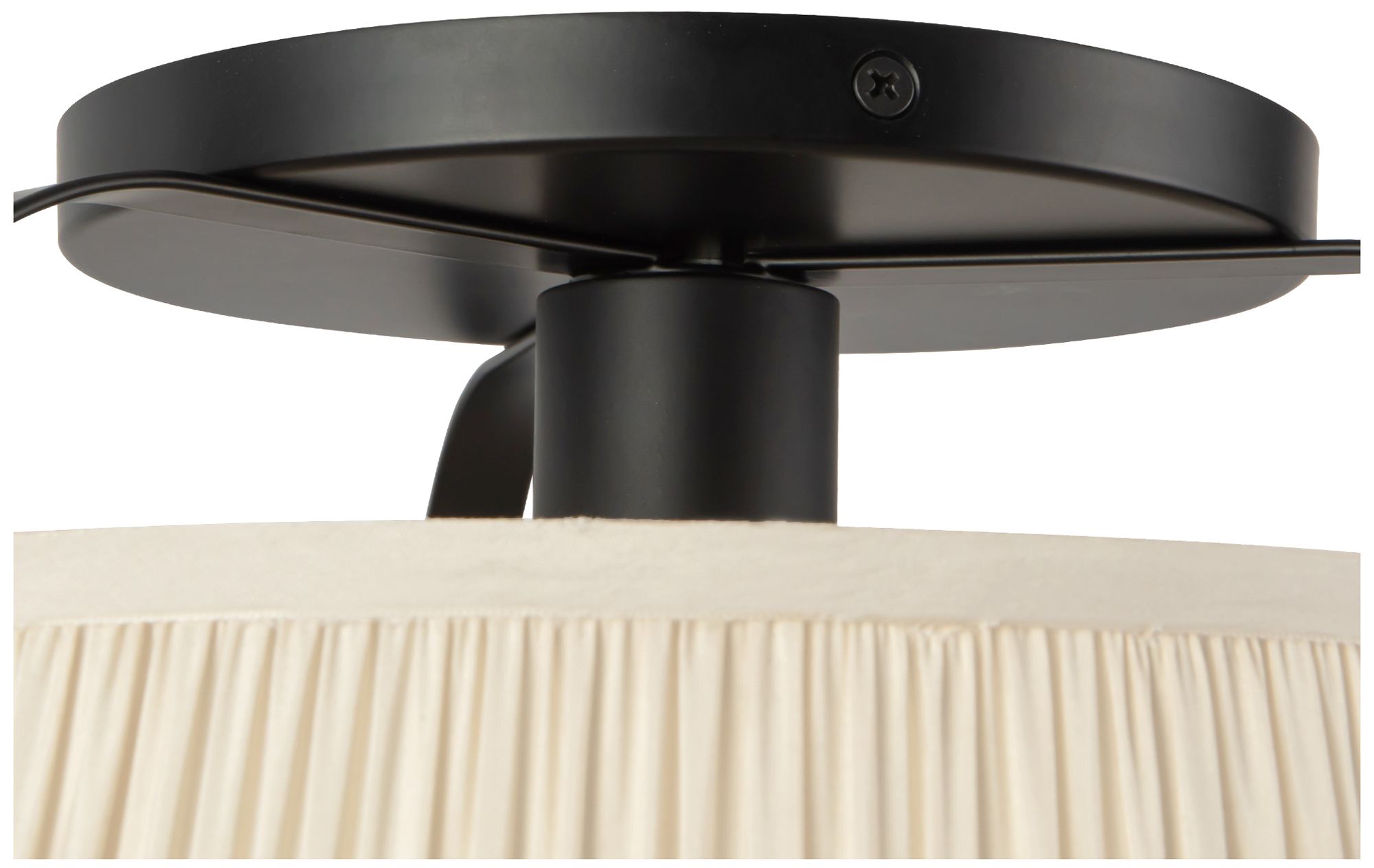 Image 5 Scout 13-in Matte Black Semi-Flush Mount with Pleated White Linen Shade more views