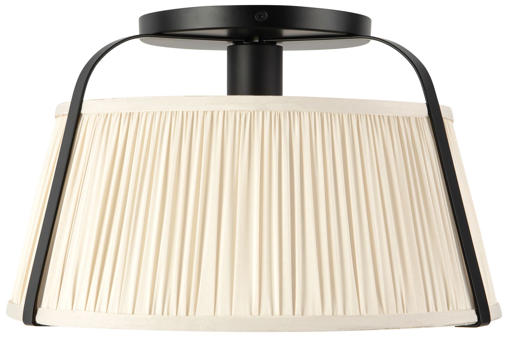 Image 6 Scout 13-in Matte Black Semi-Flush Mount with Pleated White Linen Shade more views