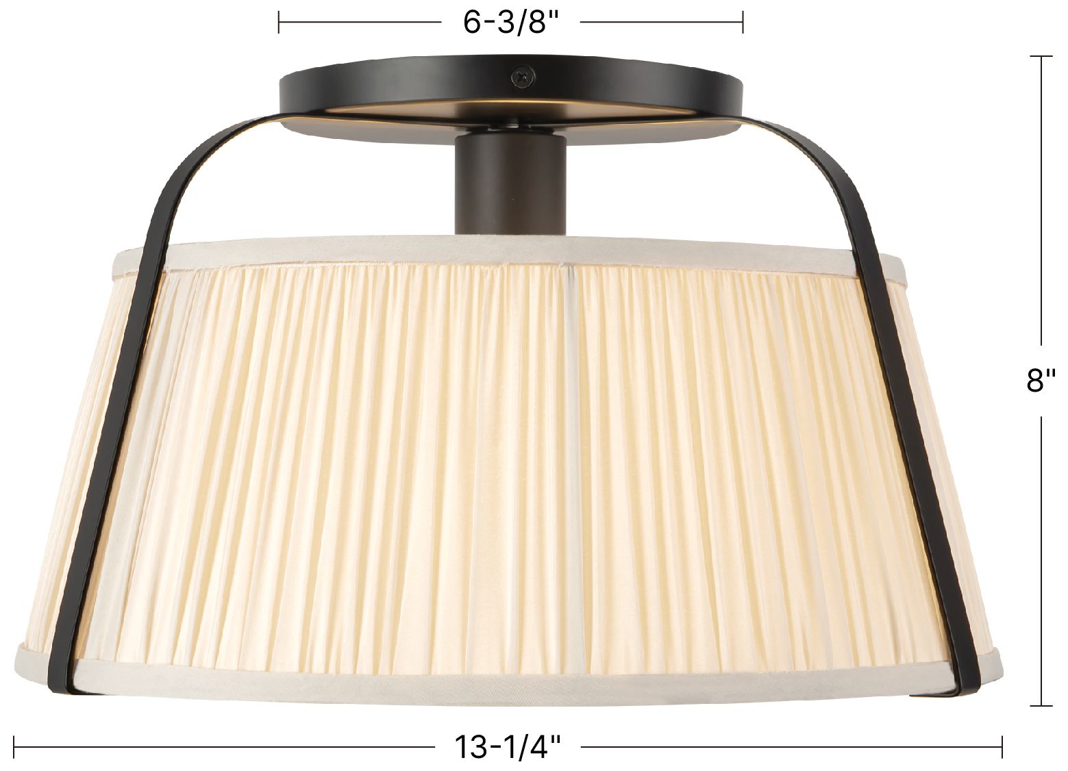 Image 7 Scout 13-in Matte Black Semi-Flush Mount with Pleated White Linen Shade more views