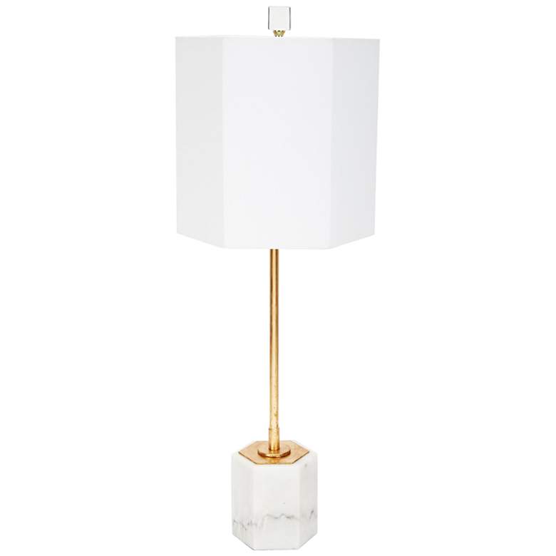Image 1 Scout 28 1/2 inch Gold and White Marble Modern Hexagon Table Lamp