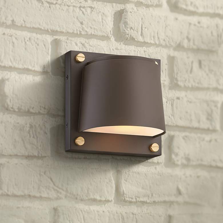Image 1 Scout 6 1/2 inchH Architectural Bronze LED Outdoor Wall Light