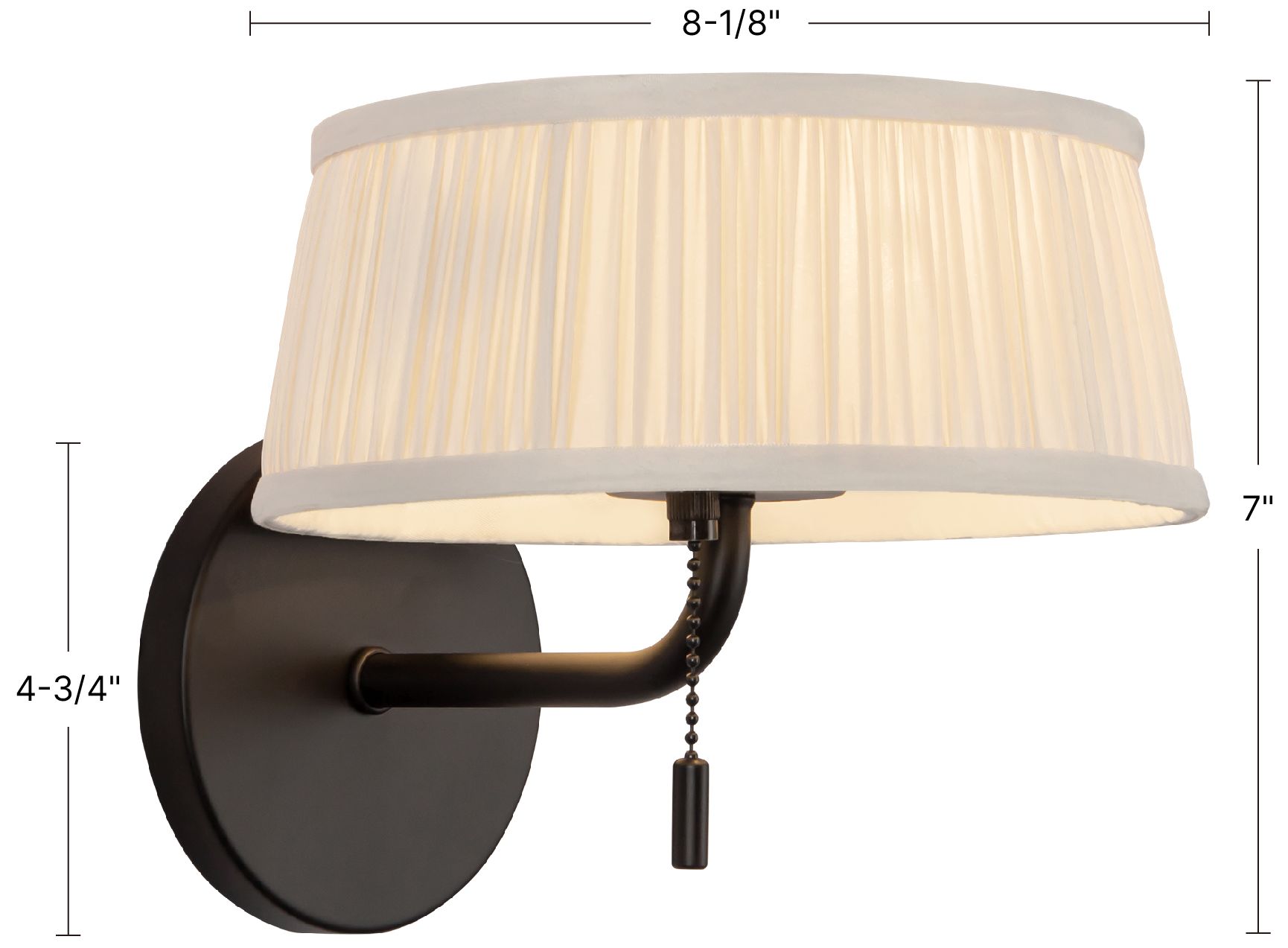 Image 7 Scout 7-in Matte Black Wall/Vanity Light w/ Patterned Pleated Blue Linen more views