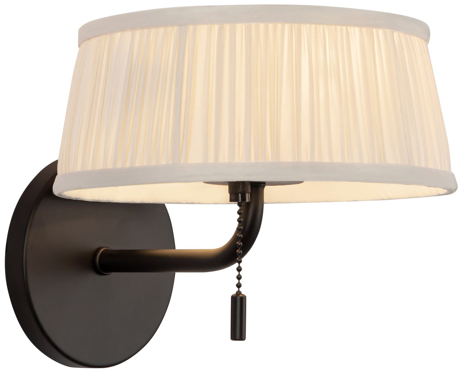 Scout 7-in Matte Black Wall/Vanity Light with Pleated White Linen Shade
