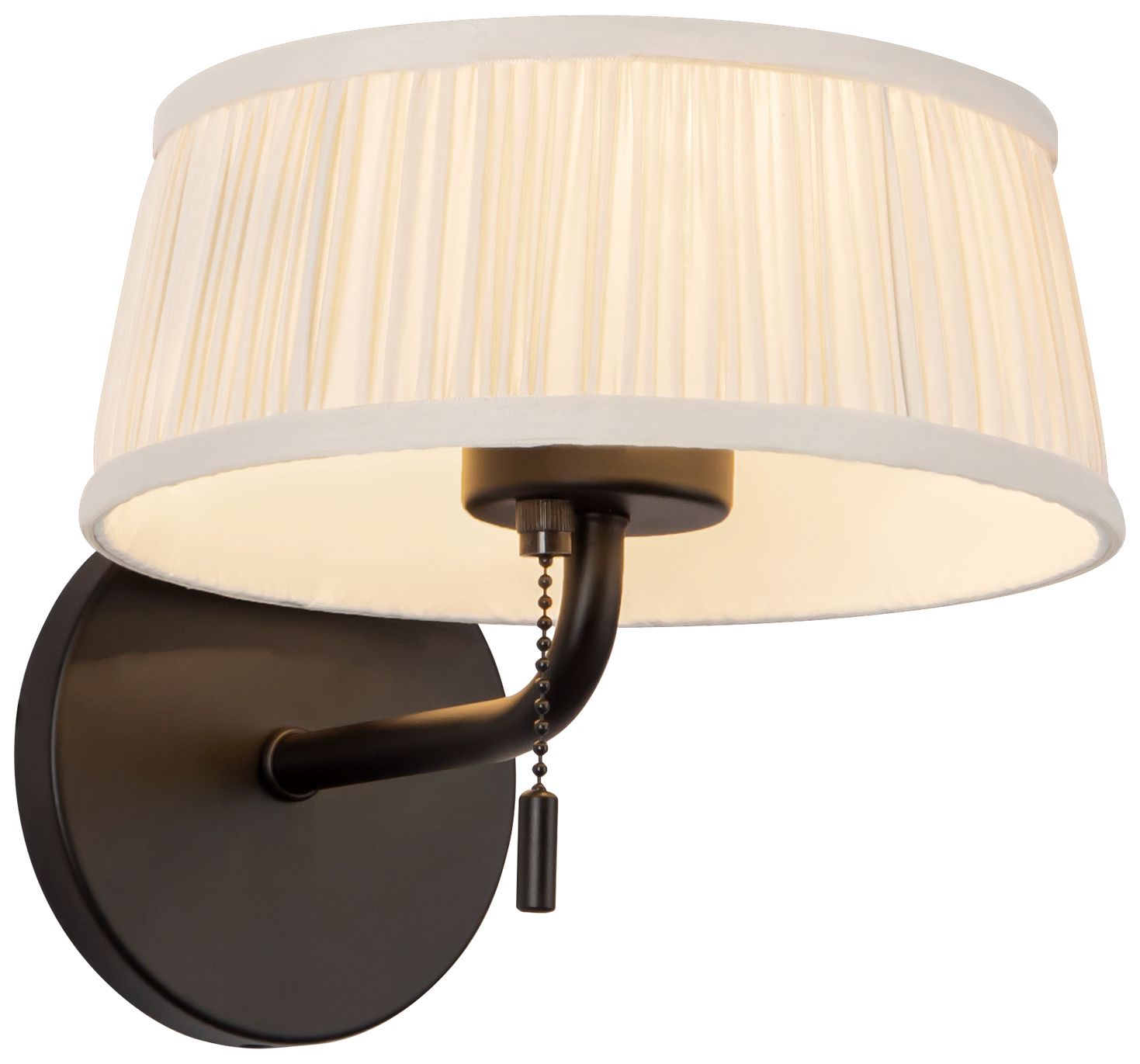 Image 3 Scout 7-in Matte Black Wall/Vanity Light with Pleated White Linen Shade more views