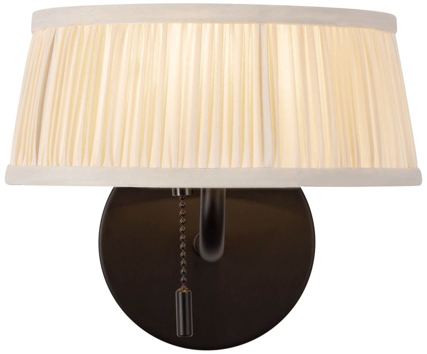 Image 4 Scout 7-in Matte Black Wall/Vanity Light with Pleated White Linen Shade more views