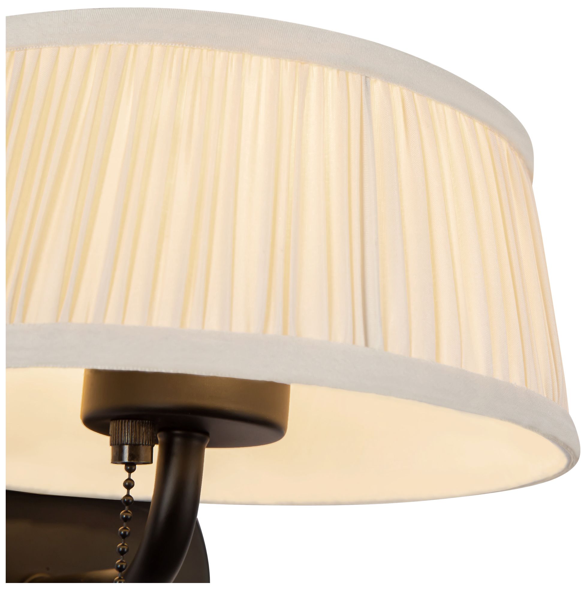 Image 5 Scout 7-in Matte Black Wall/Vanity Light with Pleated White Linen Shade more views