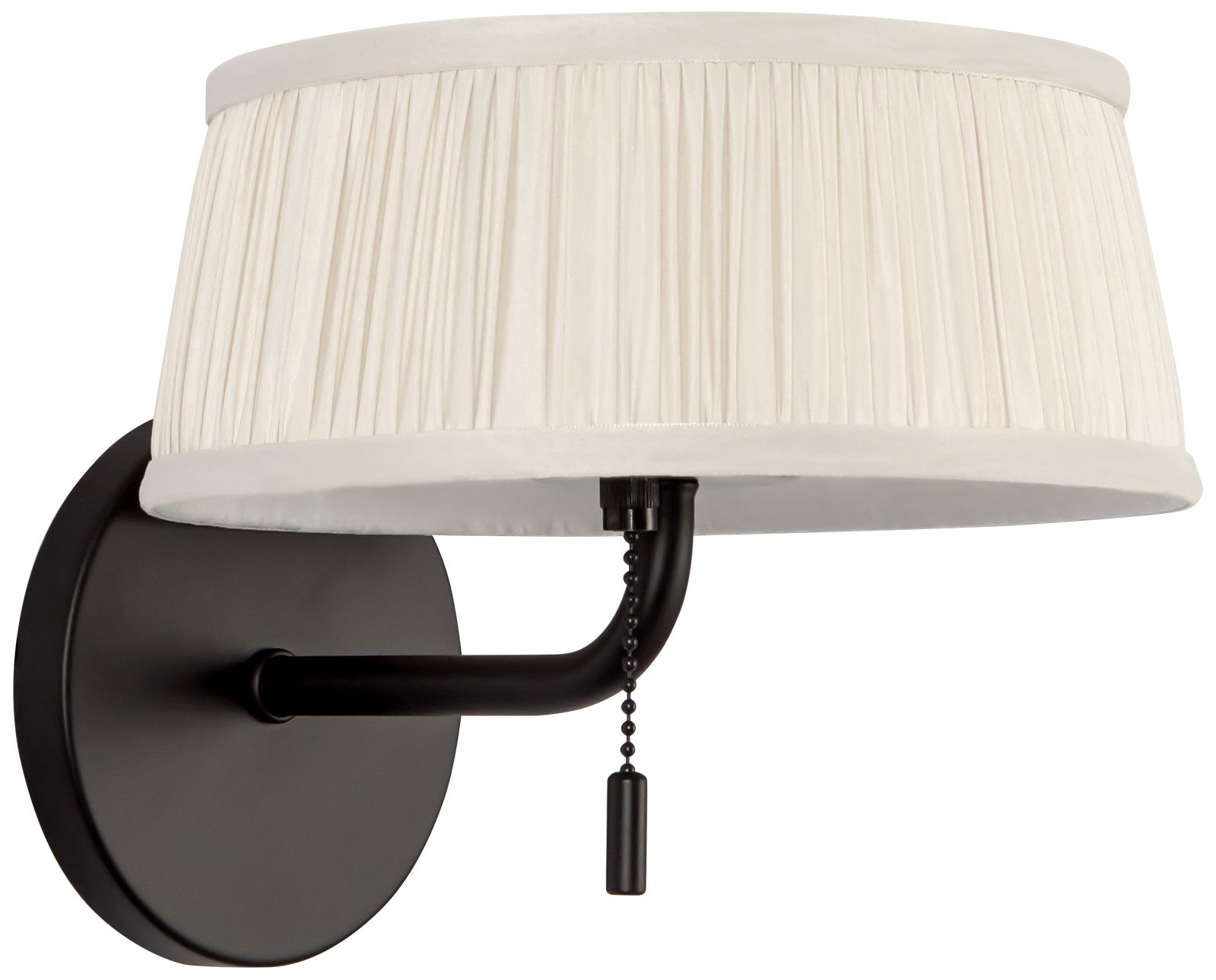 Image 6 Scout 7-in Matte Black Wall/Vanity Light with Pleated White Linen Shade more views