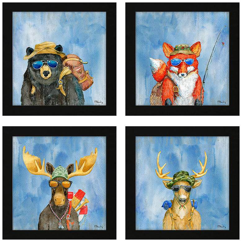 Image 1 Scout Camp 9"W x 9"H Non-Glass Framed Art Set of 4