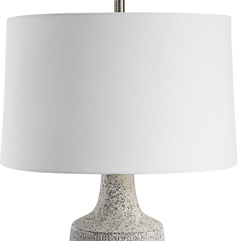 Image 4 Scouts Mottled Gray Off-White Matte Glaze Ceramic Table Lamp more views