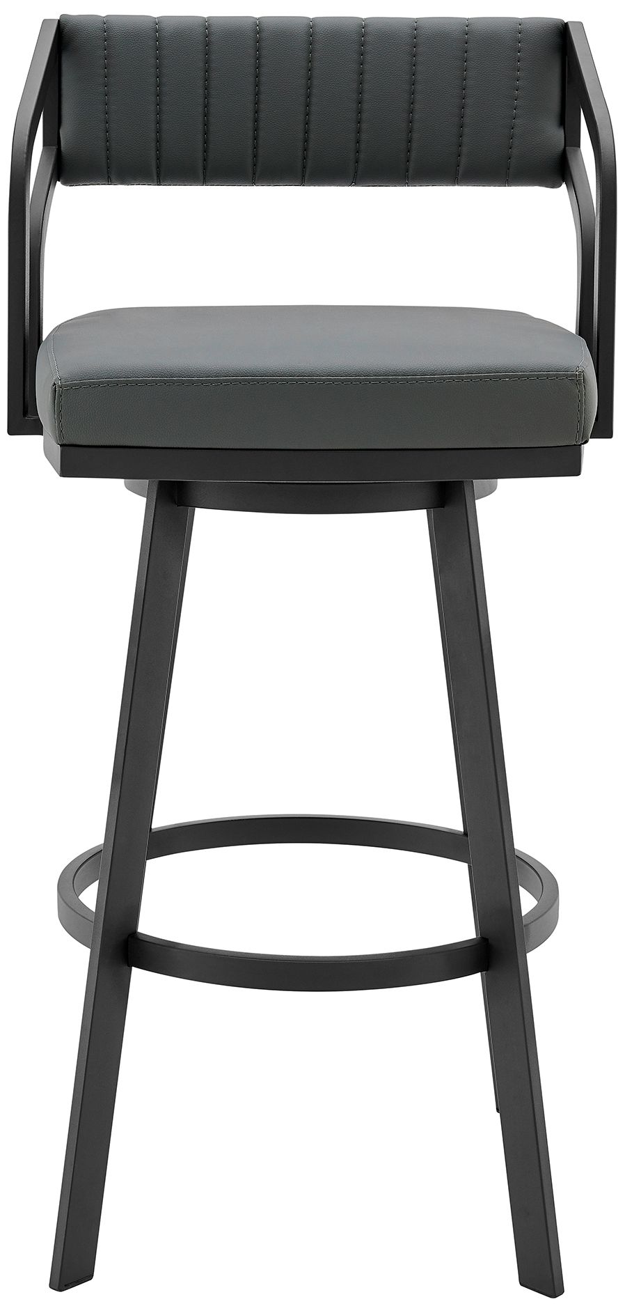 Image 3 Scranton 26 in. Swivel Barstool in Black Powder Coated, Gray Faux Leather more views