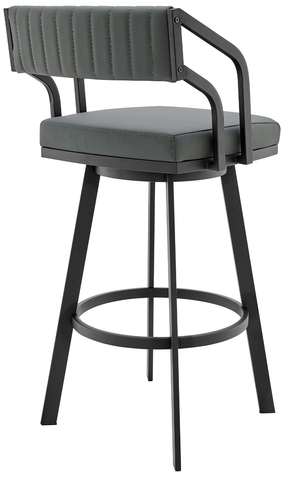 Image 4 Scranton 26 in. Swivel Barstool in Black Powder Coated, Gray Faux Leather more views