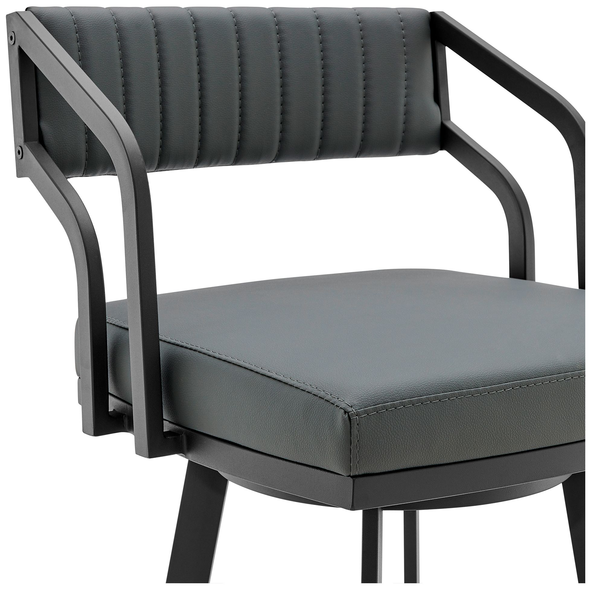 Image 5 Scranton 26 in. Swivel Barstool in Black Powder Coated, Gray Faux Leather more views