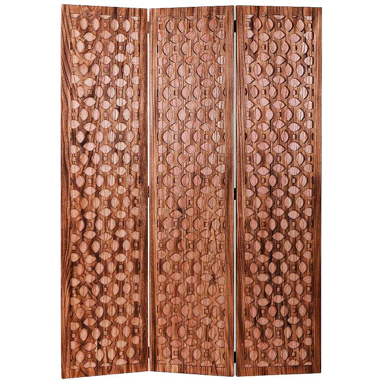 Image 2 Scranton 47" Wide Carved Wood 3-Panel Screen/Room Divider
