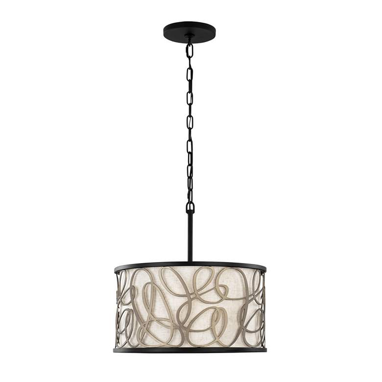 Image 7 Scribble 3-Lt Convertible Pendant/Semi-Flush - Matte Black/Artifact more views