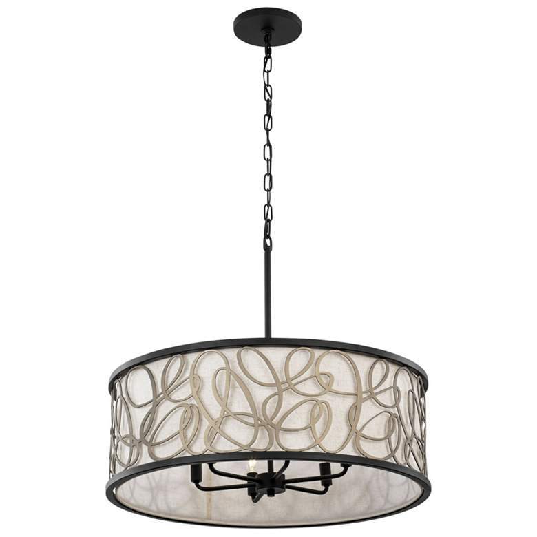 Image 4 Scribble 6-Lt Pendant - Matte Black/Artifact more views