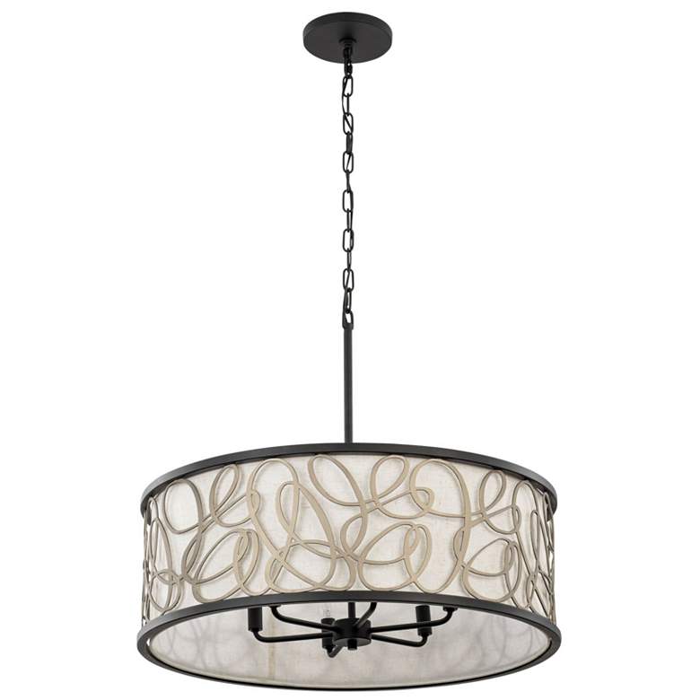 Image 5 Scribble 6-Lt Pendant - Matte Black/Artifact more views