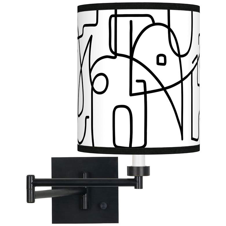Image 1 Scribble World Espresso Bronze Swing Arm Wall Lamp