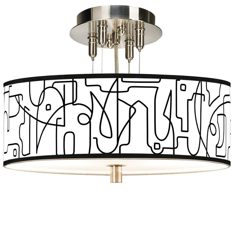 Image 1 Scribble World Giclee 14" Wide Ceiling Light