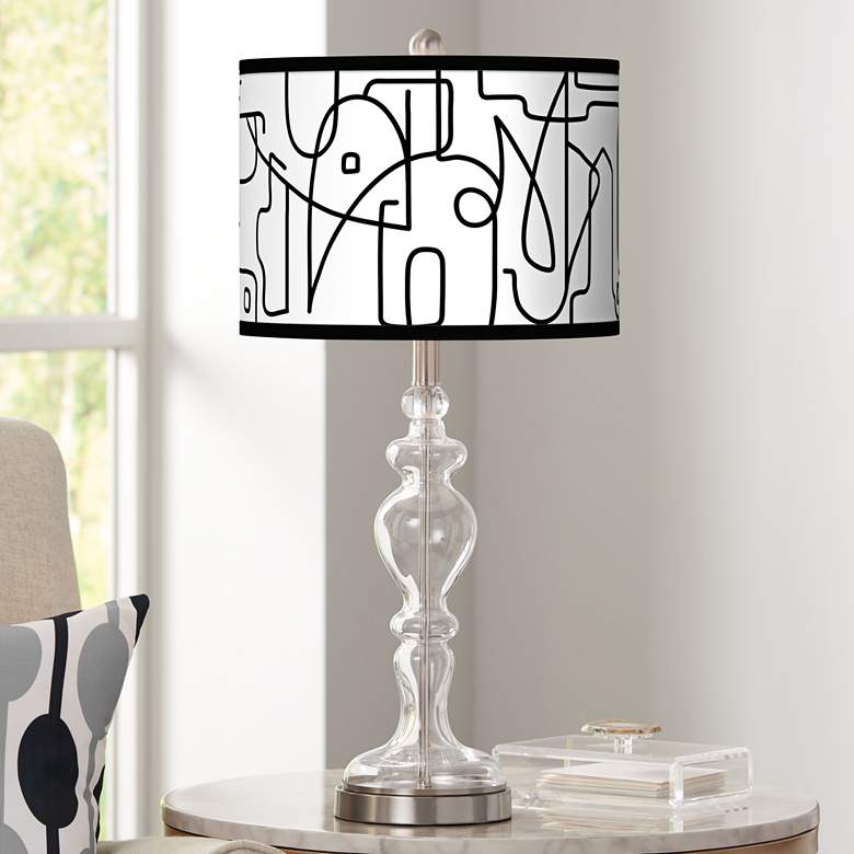 Image 1 Scribble World Giclee Apothecary Clear Glass Table Lamp