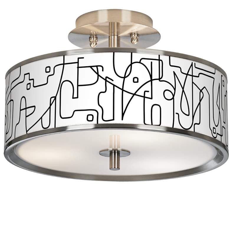 Image 1 Scribble World Giclee Glow 14" Wide Ceiling Light
