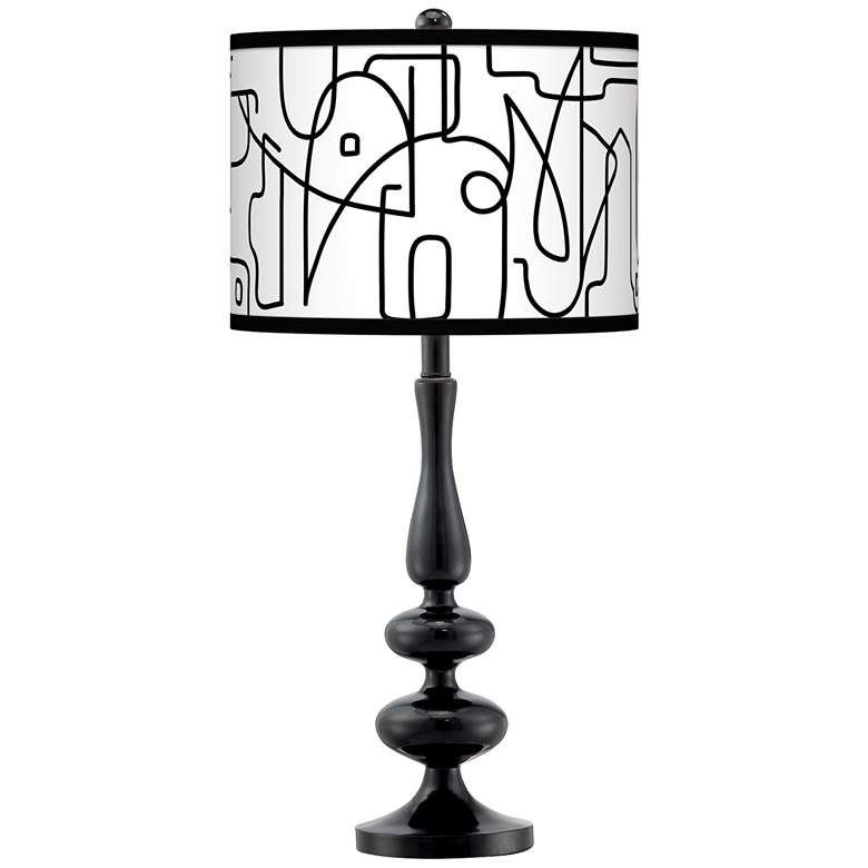 Image 1 Scribble World Giclee Paley Black Table Lamp