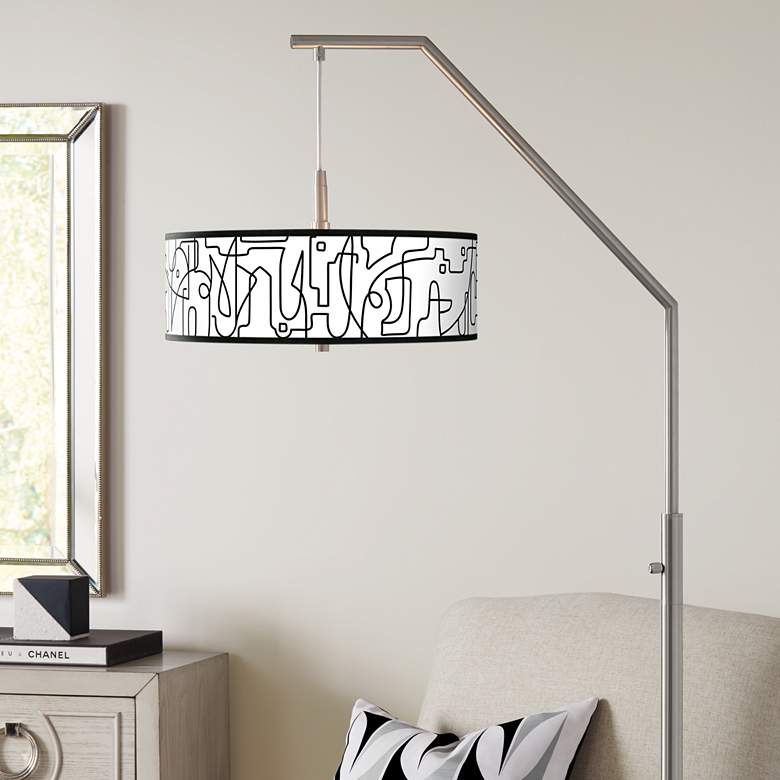 Image 1 Scribble World Giclee Shade Arc Floor Lamp