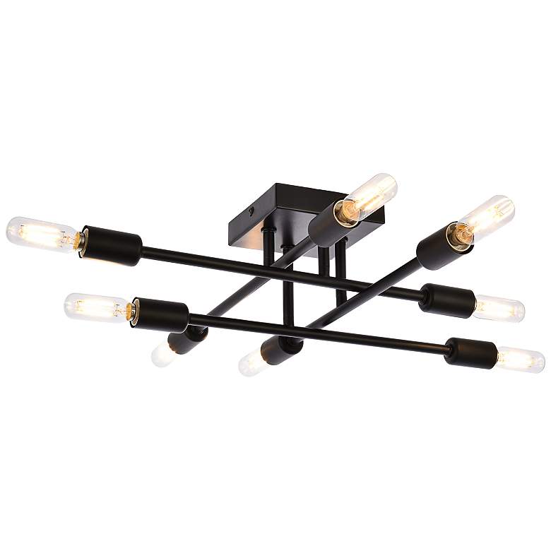 Image 1 Script 8 Lts Black Flush Mount