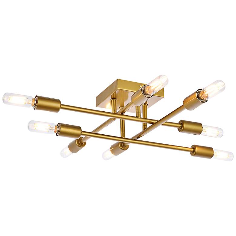 Image 3 Script 8 Lts Brass Flush Mount