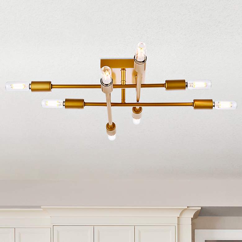 Image 2 Script 8 Lts Brass Flush Mount