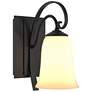 Scroll 9.8" High Black Sconce With Opal Glass Shade