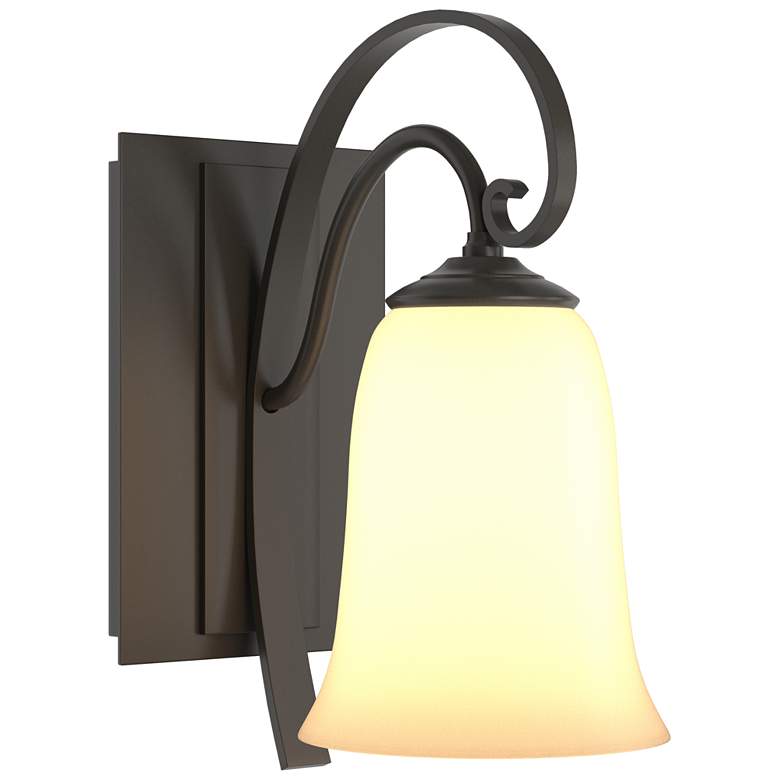 Image 1 Scroll 9.8" High Dark Smoke Sconce With Opal Glass Shade