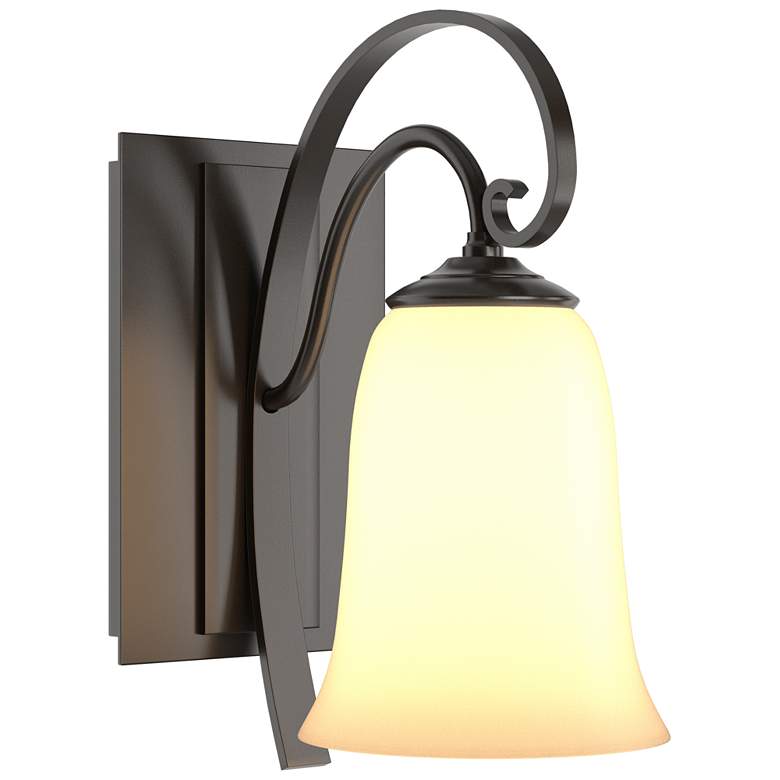 Image 1 Scroll 9.8" High Oil Rubbed Bronze Sconce With Opal Glass Shade
