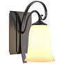 Scroll 9.8" High Oil Rubbed Bronze Sconce With Opal Glass Shade