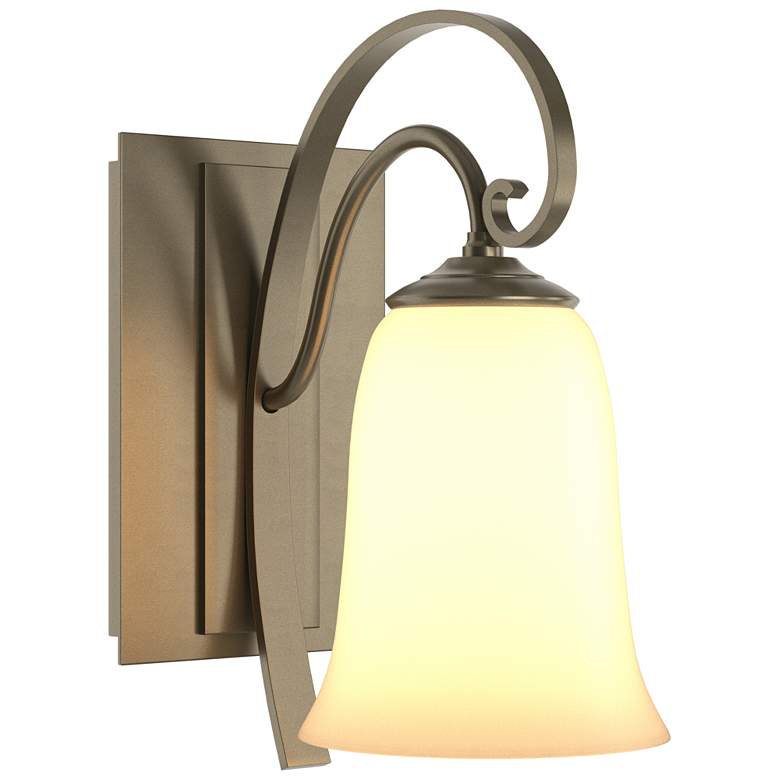 Image 1 Scroll 9.8" High Soft Gold Sconce With Opal Glass Shade