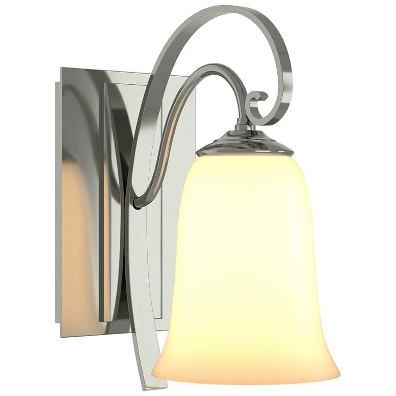 Image 1 Scroll 9.8" High Sterling Sconce With Opal Glass Shade
