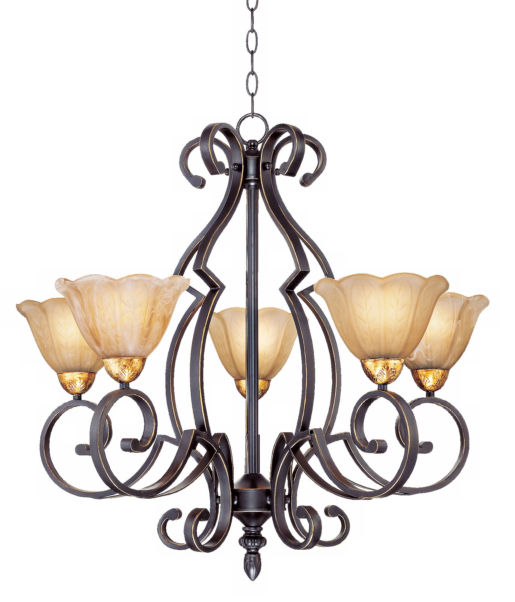 Scroll Arm 30" Wide Five Light Chandelier