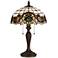 Scroll Pattern Tiffany-Style Antique Brass Table Lamp