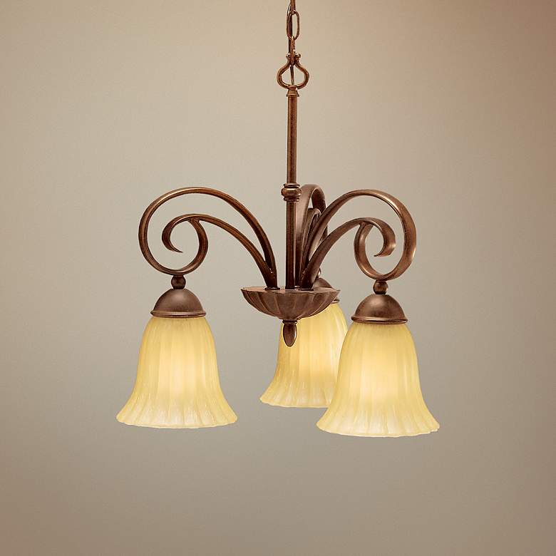 Image 1 Scroll Umber 19 inchW Three Light Small Chandelier by Kichler