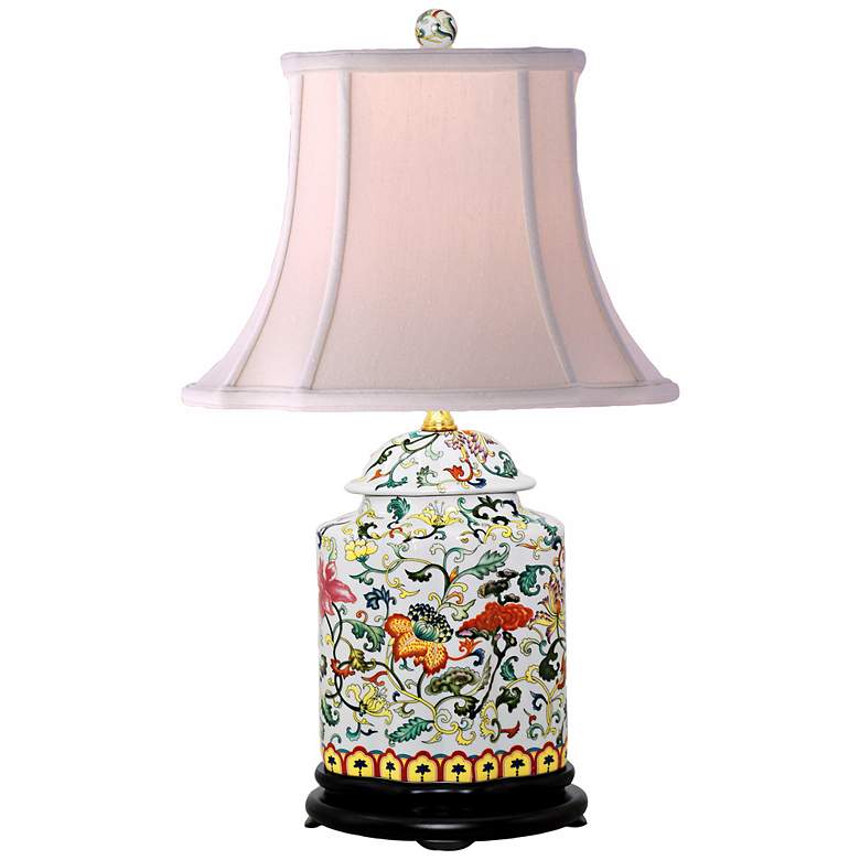 Image 1 Scrolled Floral Jar Porcelain Table Lamp