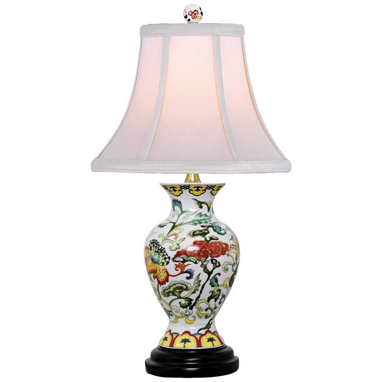 Image 2 Scrolled Floral Urn 17 1/2 inch High Porcelain Accent Table Lamp