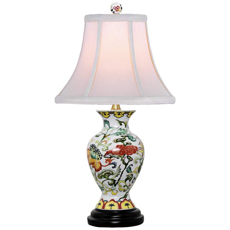 Image 2 Scrolled Floral Urn 17 1/2" High Porcelain Accent Table Lamp