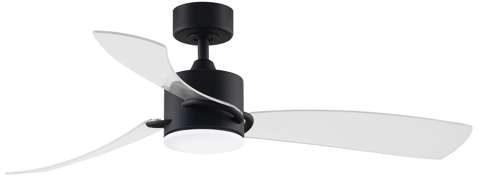 Image 2 SculptAire 52 in In/Out Fan w/ LED Lt Kit - Black w/ Clear blades