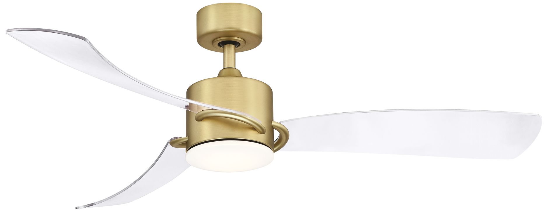 Image 2 SculptAire 52 in In/Out Fan w/ LED Lt Kit - Br. Satin Brass w/ Clear blades