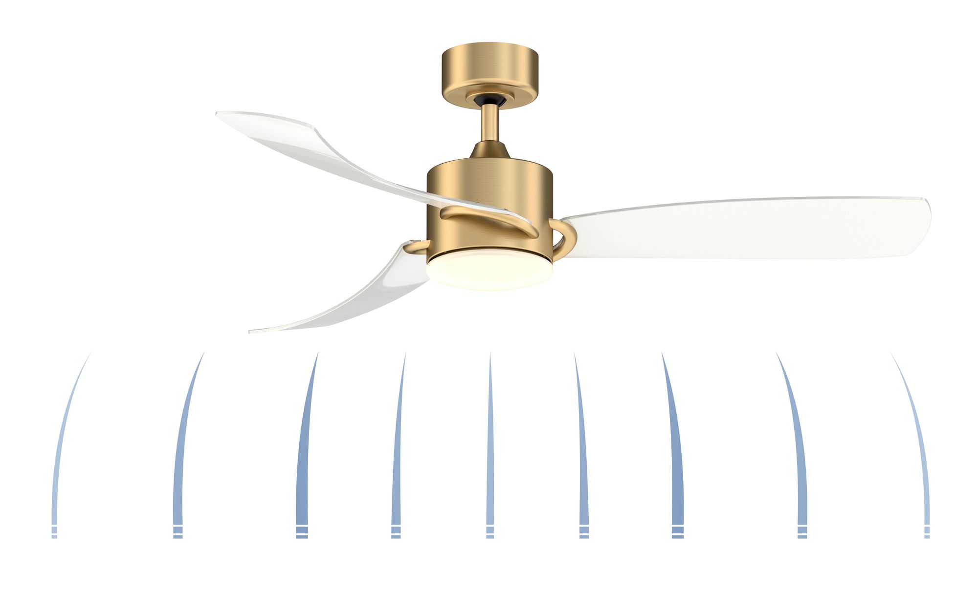 Image 7 SculptAire 52 in In/Out Fan w/ LED Lt Kit - Br. Satin Brass w/ Clear blades more views