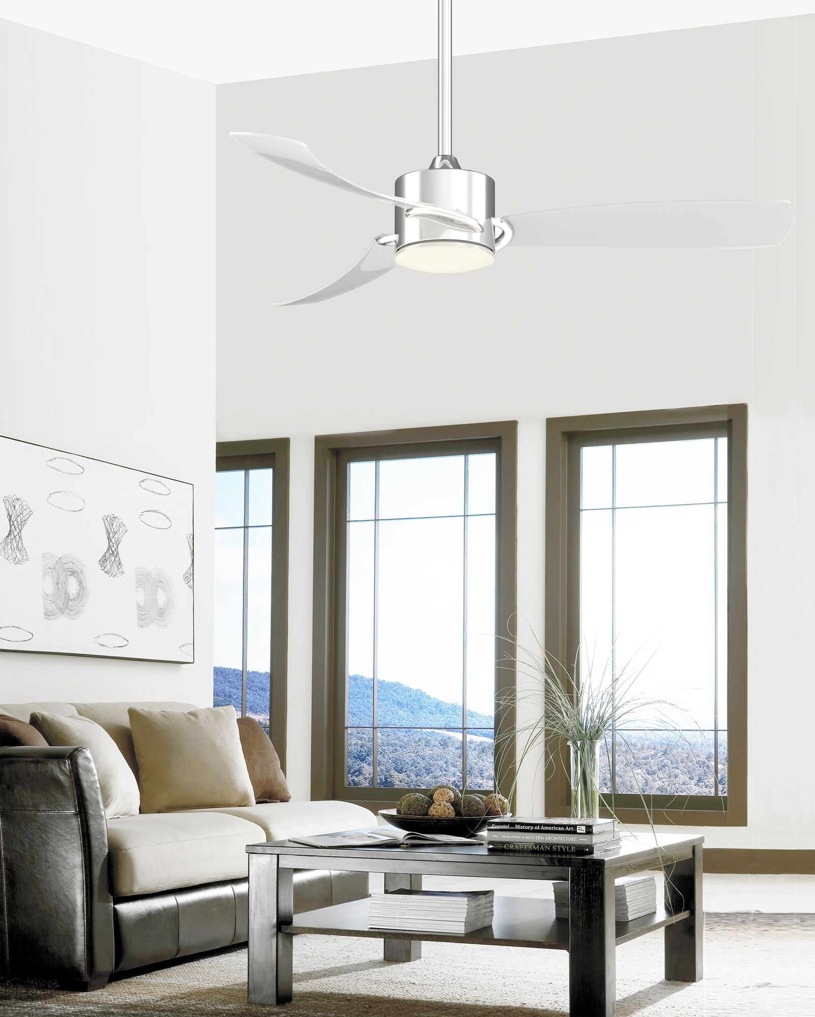 Image 5 SculptAire 52 in In/Out Fan w/ LED Lt Kit - Chrome w/ Clear blades more views