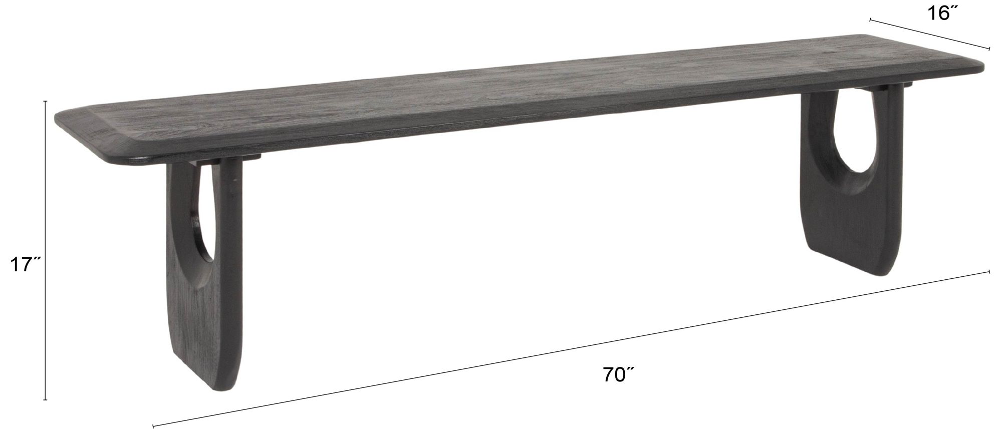 Image 4 Sculpted Edge Acacia Wood Bench with Inset Legs and Support Beam more views