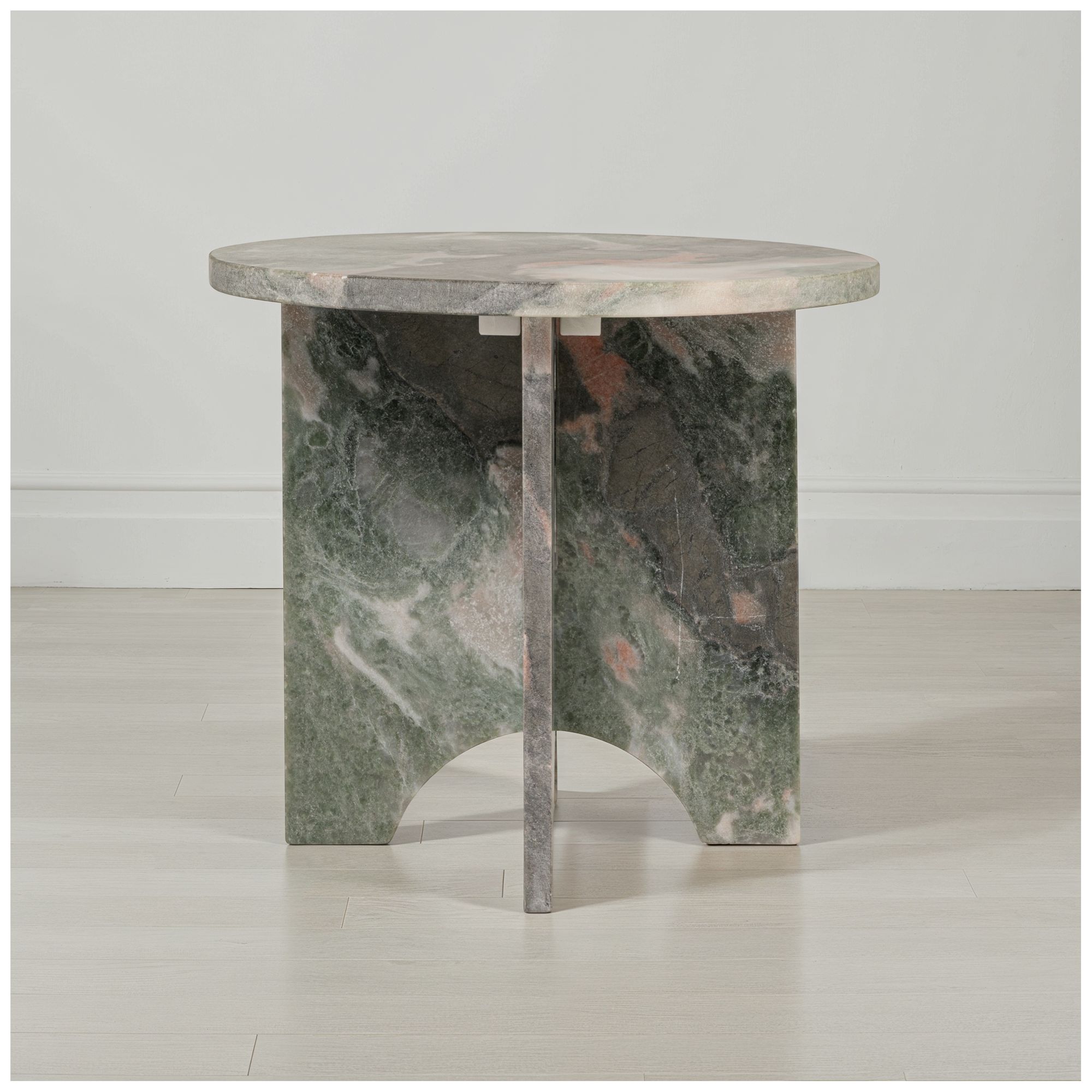 Image 3 Sculptural Marble Table with Interlocking Base, Mint Green more views