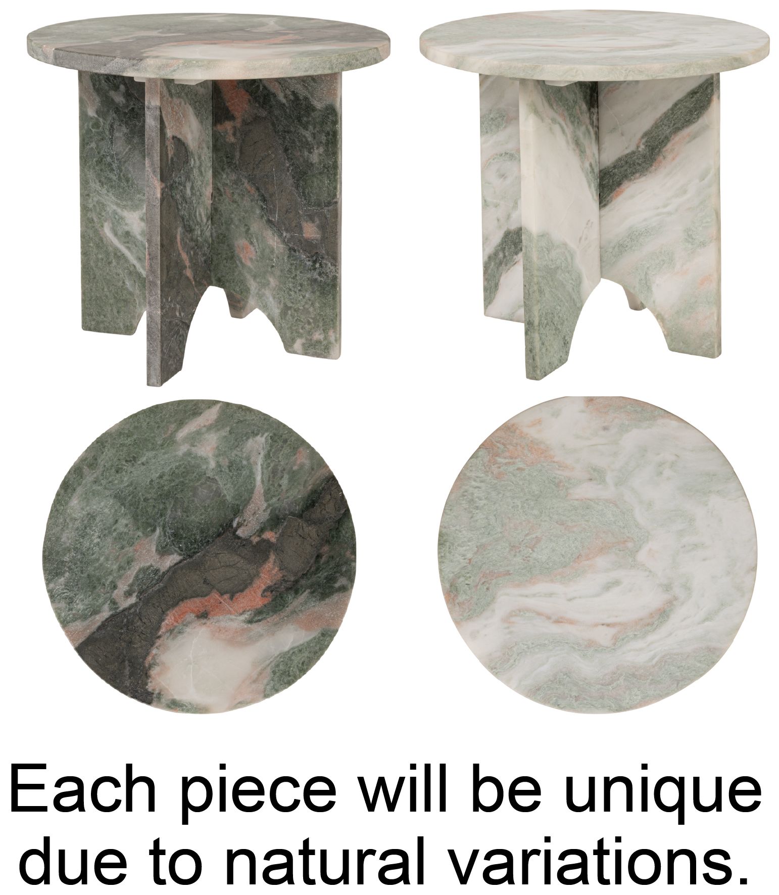 Image 5 Sculptural Marble Table with Interlocking Base, Mint Green more views